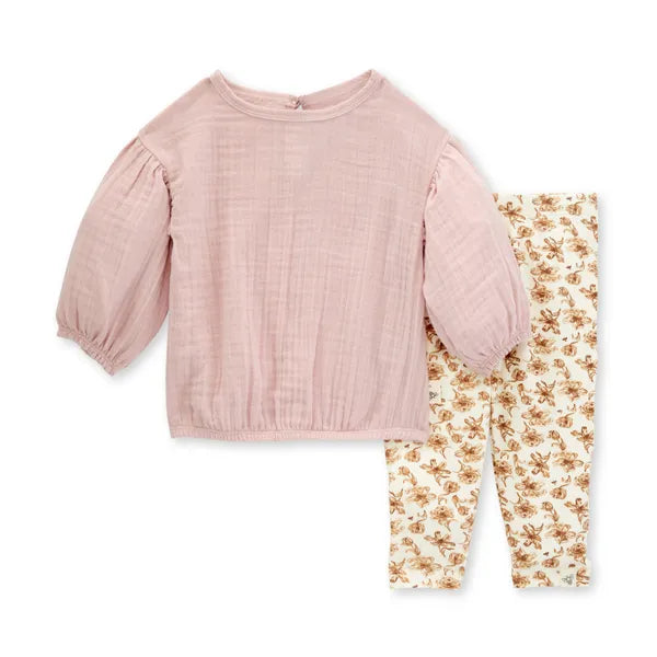 Burt's Bees Little Girls 2T-5T Ribbed Tunic & Legging Set