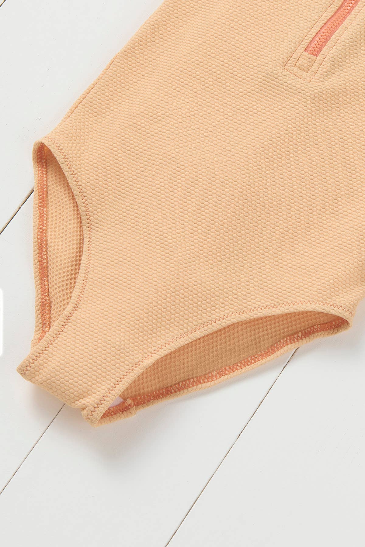 Grass & Air - Ribbed Kids Long Sleeve Swimsuit - Peach & Lavender