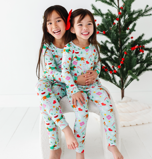 Bird & Bean® - Kids Bamboo Pajamas -Festive Friends Christmas Pajamas