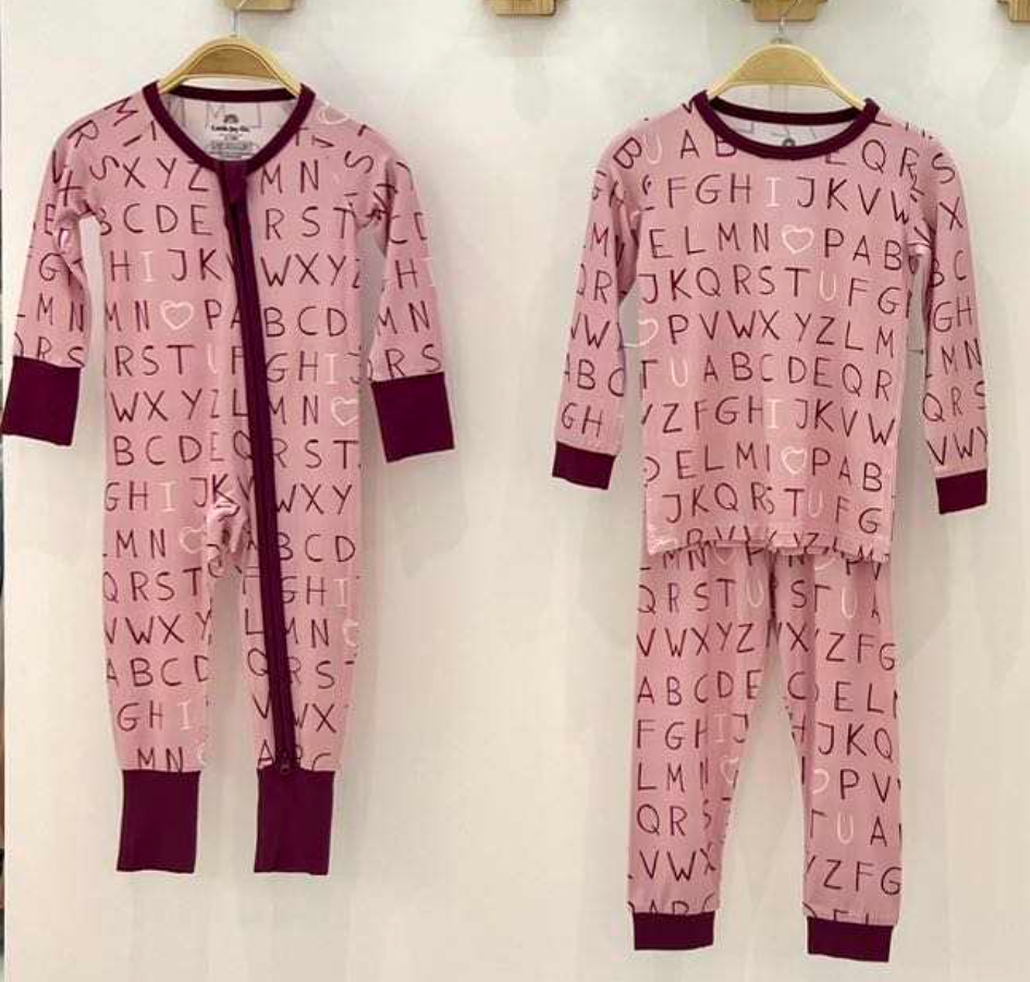 Little Joy Co. - I <3 U ABC Valentine's Day 2pc Bamboo Pajamas - Pink