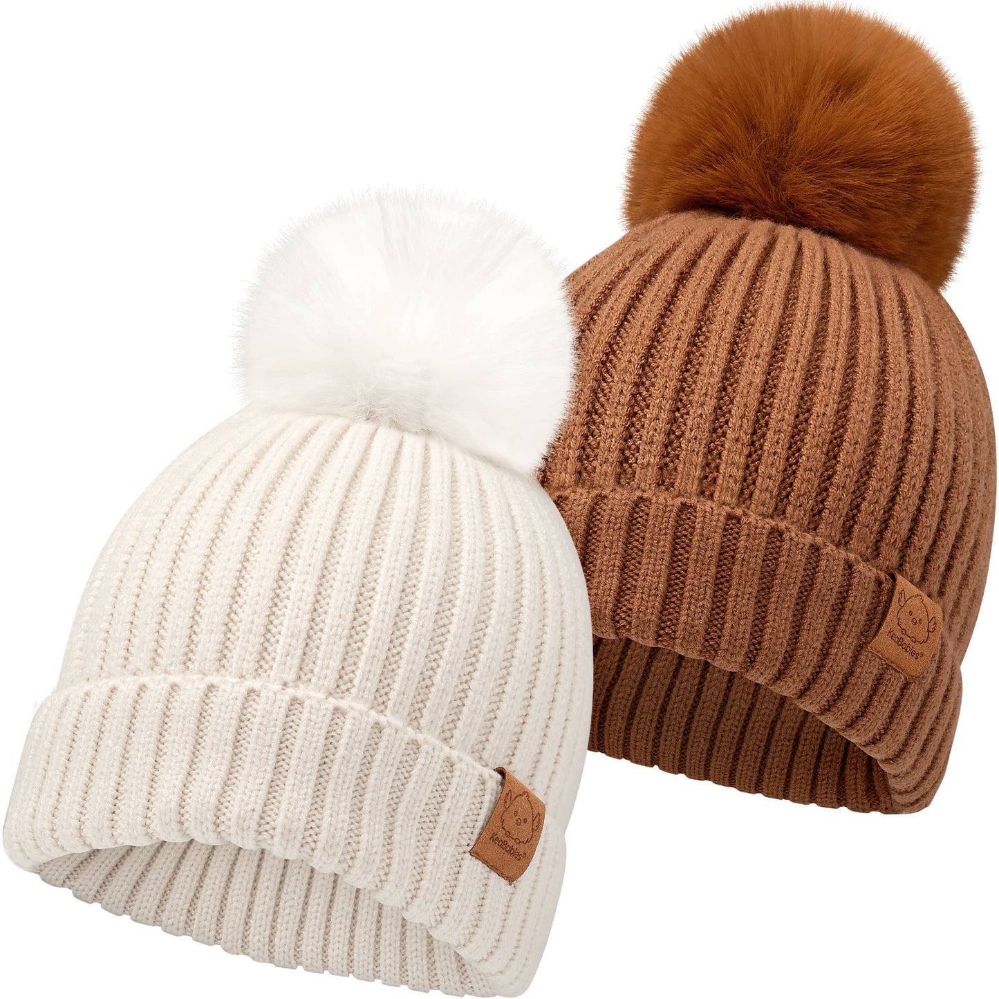 KeaBabies - KeaBabies 2-Pack Pom Knitted Beanie