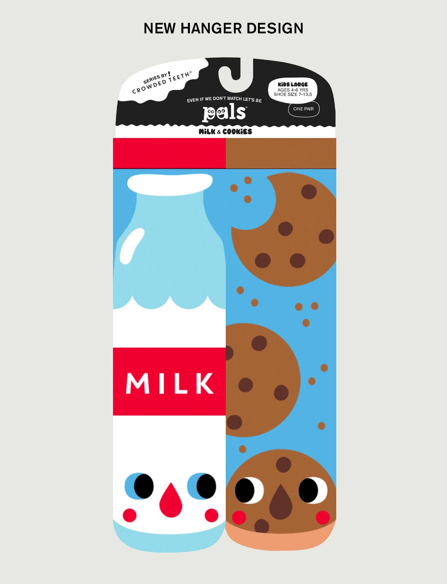 Pals Socks - Milk & Cookies Non-Slip Mismatched Socks for Kids