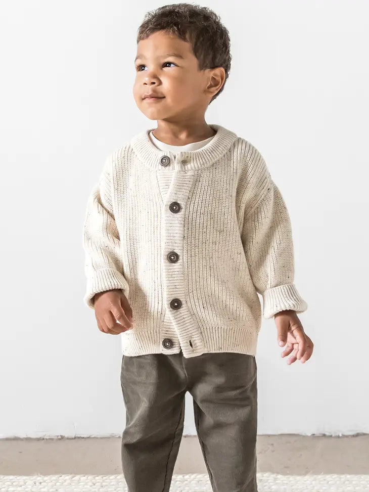 Colored Organics - Organic Baby & Kids Wynn Sweater Cardigan - Ivory w fleck