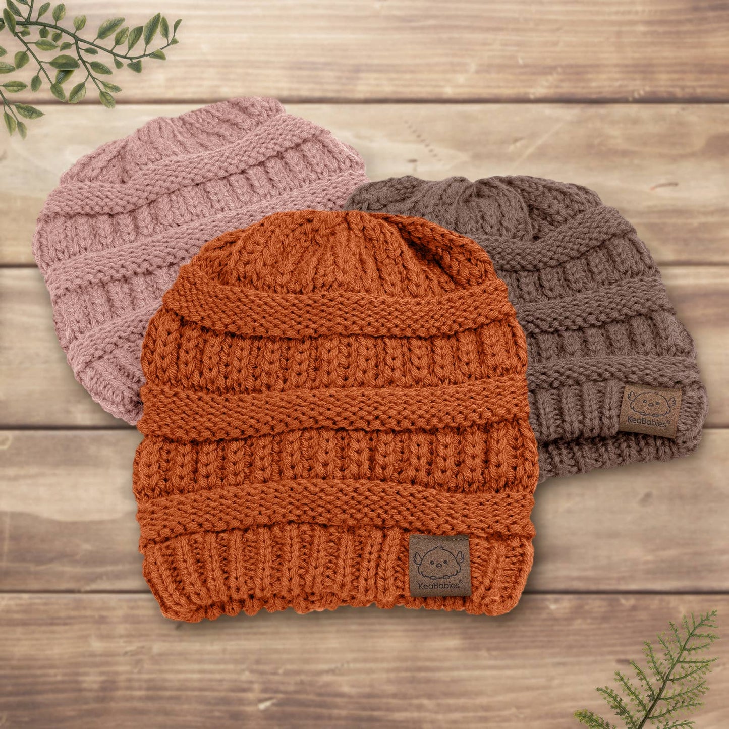 KeaBabies - KeaBabies 3-Pack Warmzy Baby Beanies (Tawny, M)