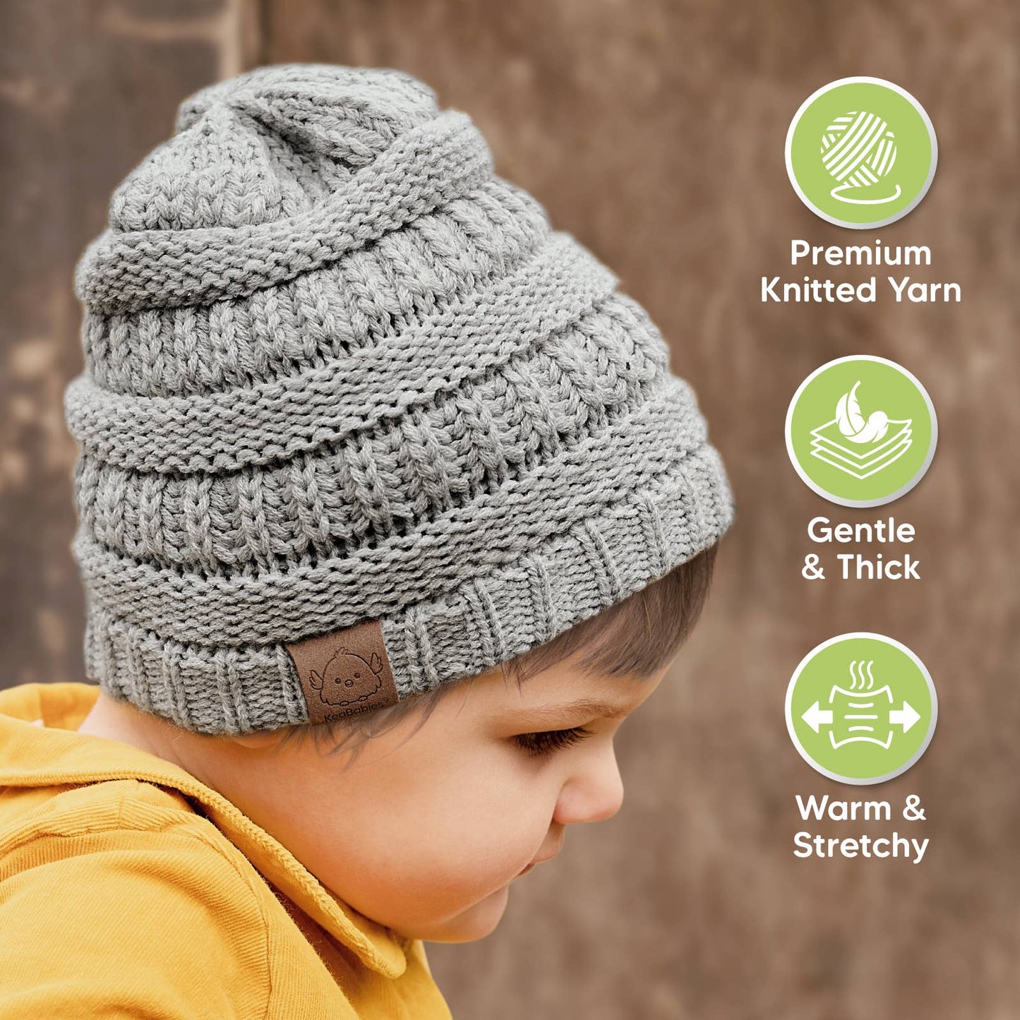 KeaBabies - KeaBabies 3-Pack Warmzy Baby Beanies (Sweet Pea, S)