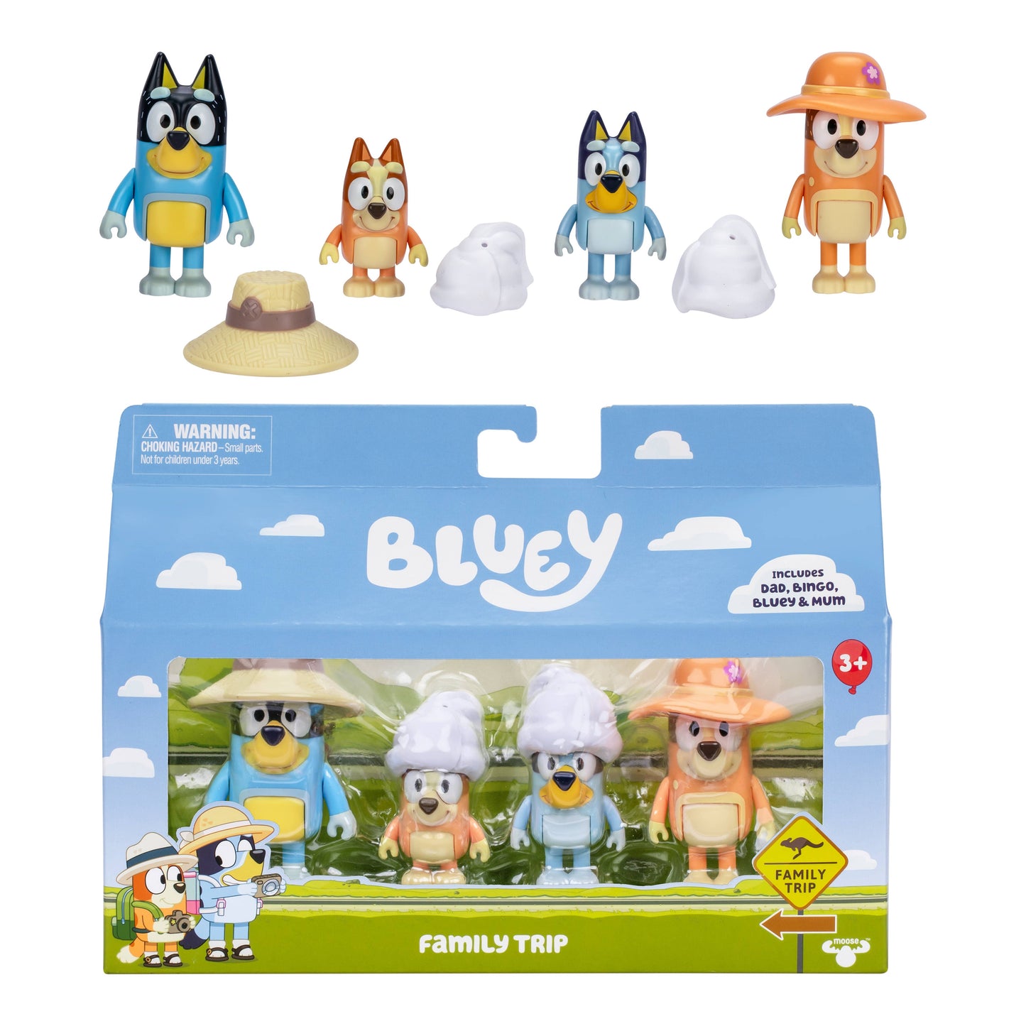 Toysmith - Moose Toys Bluey 4 Pack Figurine Set