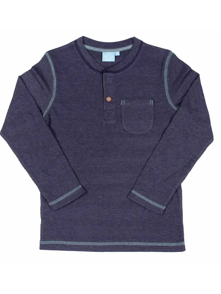 Bear Camp - Textured Stripe Henley - Toddler & Small Boys