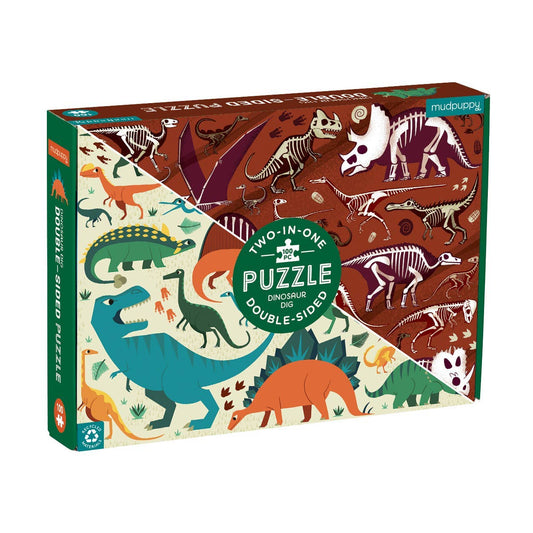 Chronicle Books - Dinosaur Dig 100 Piece Double-Sided Puzzle