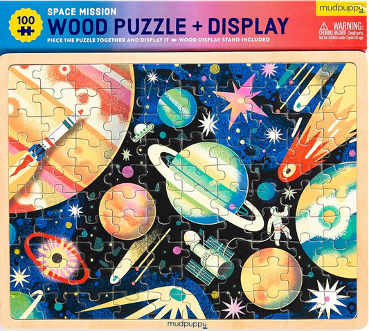 Space Mission 100 Piece Wood Puzzle + Display