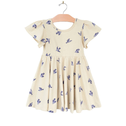 City Mouse Studio - Twirl Dress- Bluebird- Natural