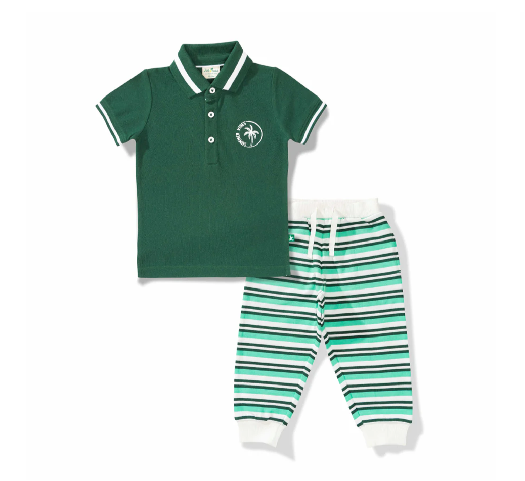 Juscubs - Green Polo Shirt and Joggers Set - Summer Vibes