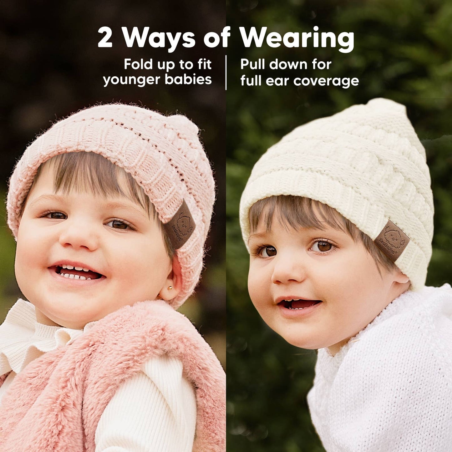 KeaBabies - KeaBabies 3-Pack Warmzy Baby Beanies (Sweet Pea, S)