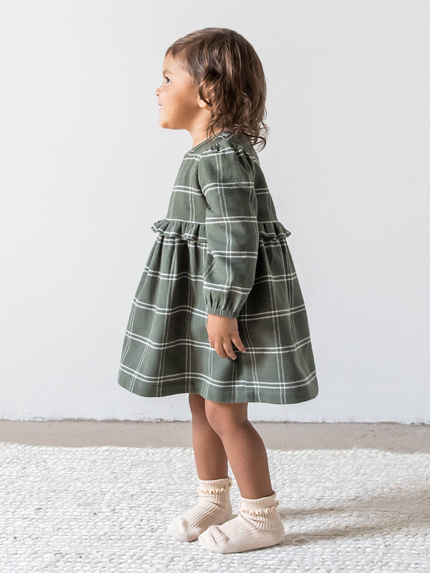 Baby and Kids Sydney Flannel Ruffle Dress - Cypress Plaid