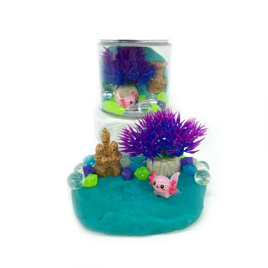 Earth Grown KidDoughs (KidDoughs by EGKD) - Axolotl (Blue Hawaiian) Mini Play Dough-To-Go Kit