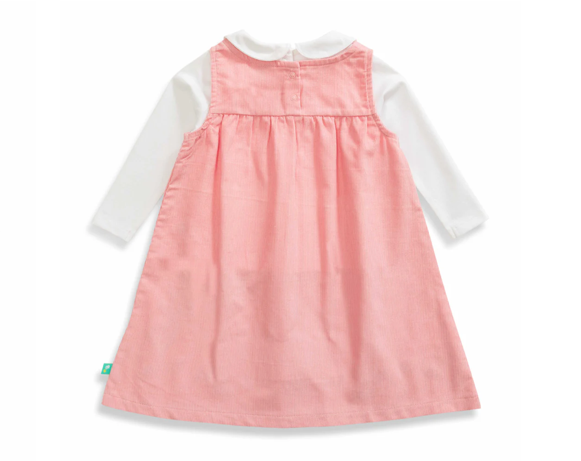 Juscubs - Corduroy Dungaree Dress and White Long Sleeve Set - Pink Floral