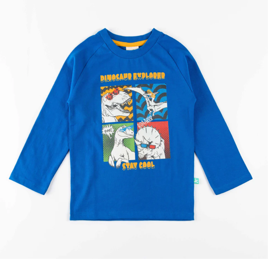 Juscubs - Set of 2 Long Sleeve Graphic Tees - Hungry Monster & Dinosaur Explorer