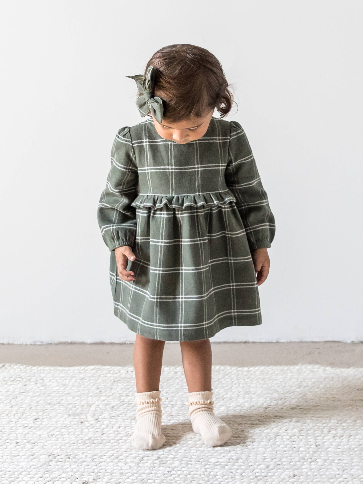 Baby and Kids Sydney Flannel Ruffle Dress - Cypress Plaid