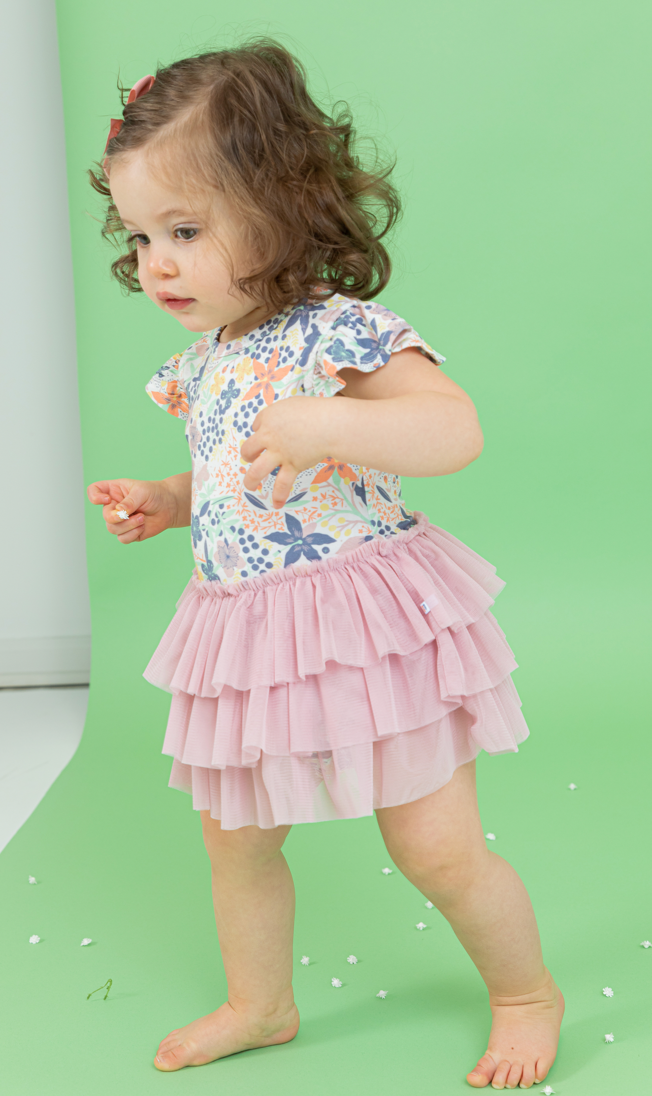 Bird & Bean® - Baby Tulle Skirted Bodysuit - Meadow - Baby Easter Dress