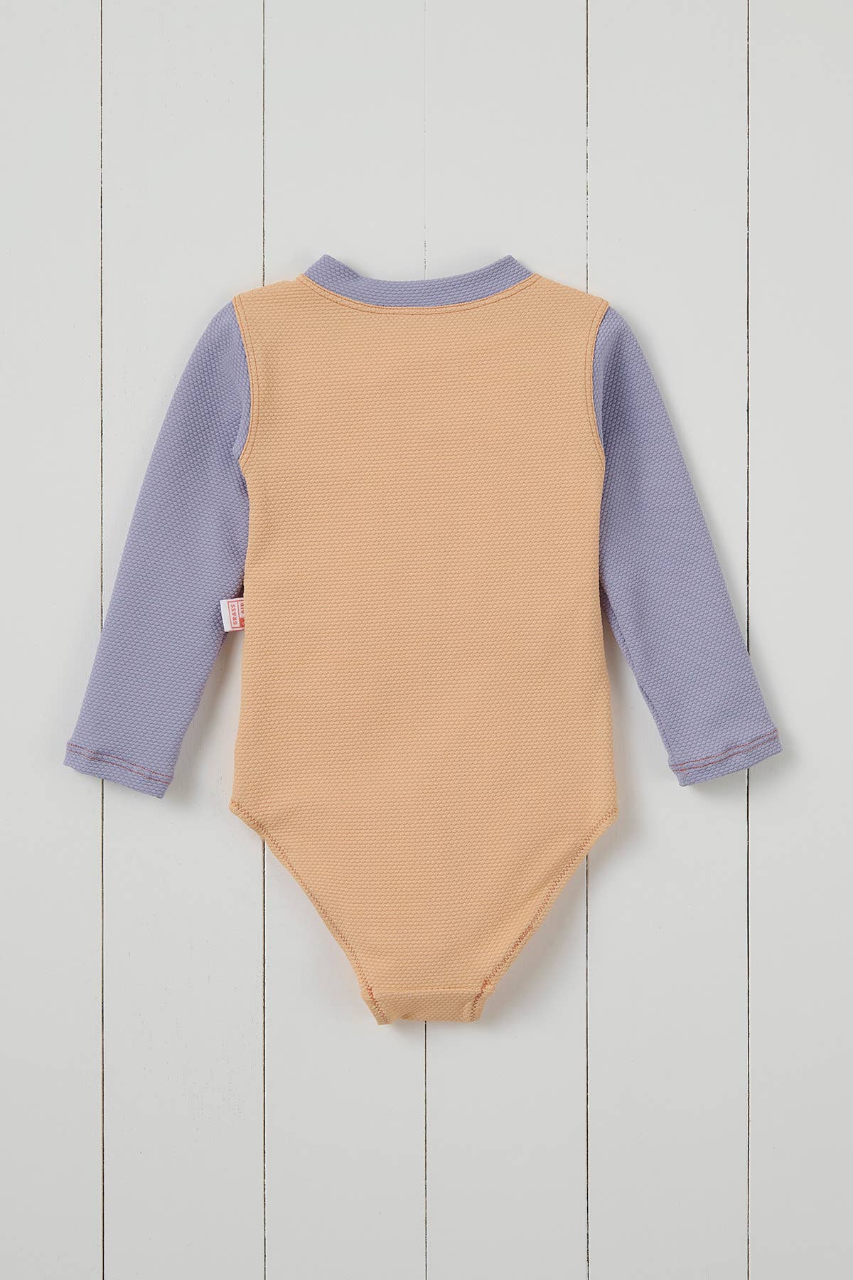 Grass & Air - Ribbed Kids Long Sleeve Swimsuit - Peach & Lavender