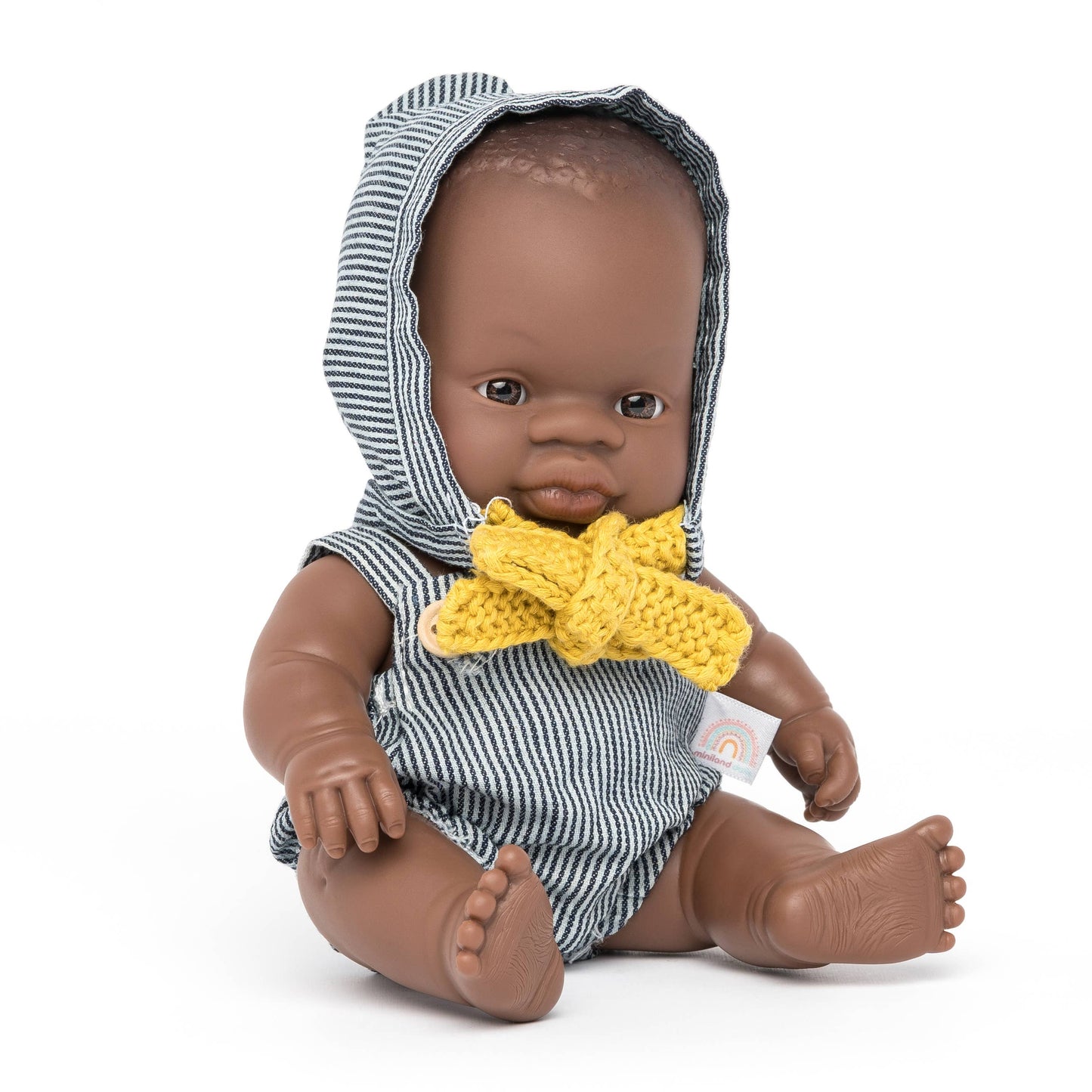 Miniland Educational - Dressed African Baby Boy Doll - 8 1/4"