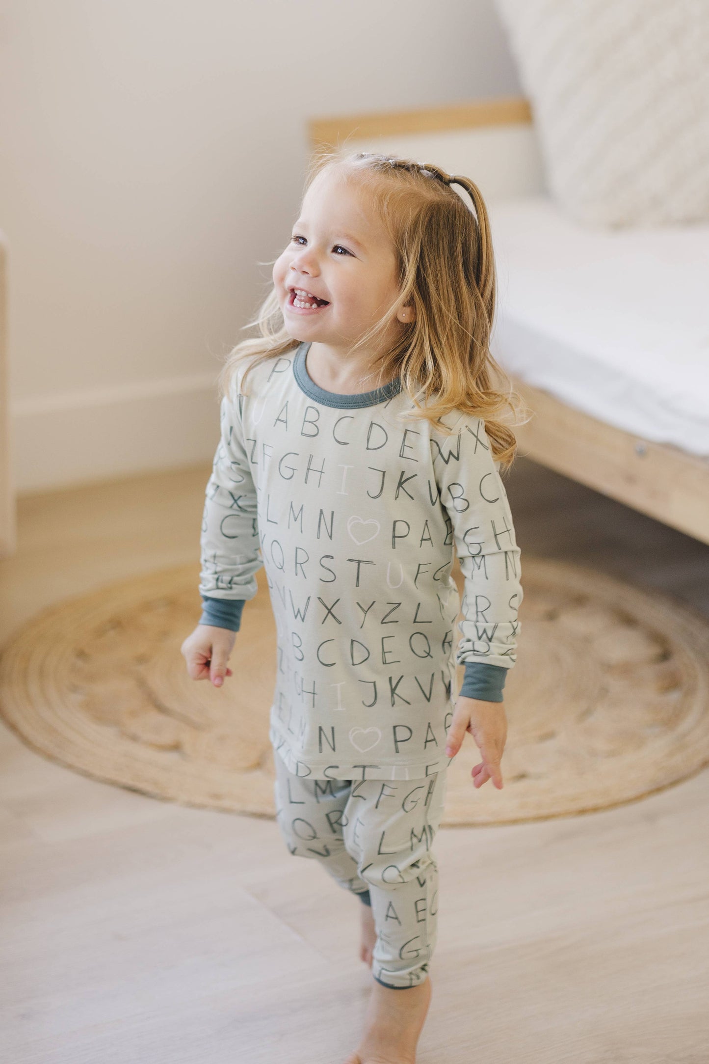 Little Joy Co. - I <3 U ABC Valentine's Day 2pc Bamboo Pajamas - Green