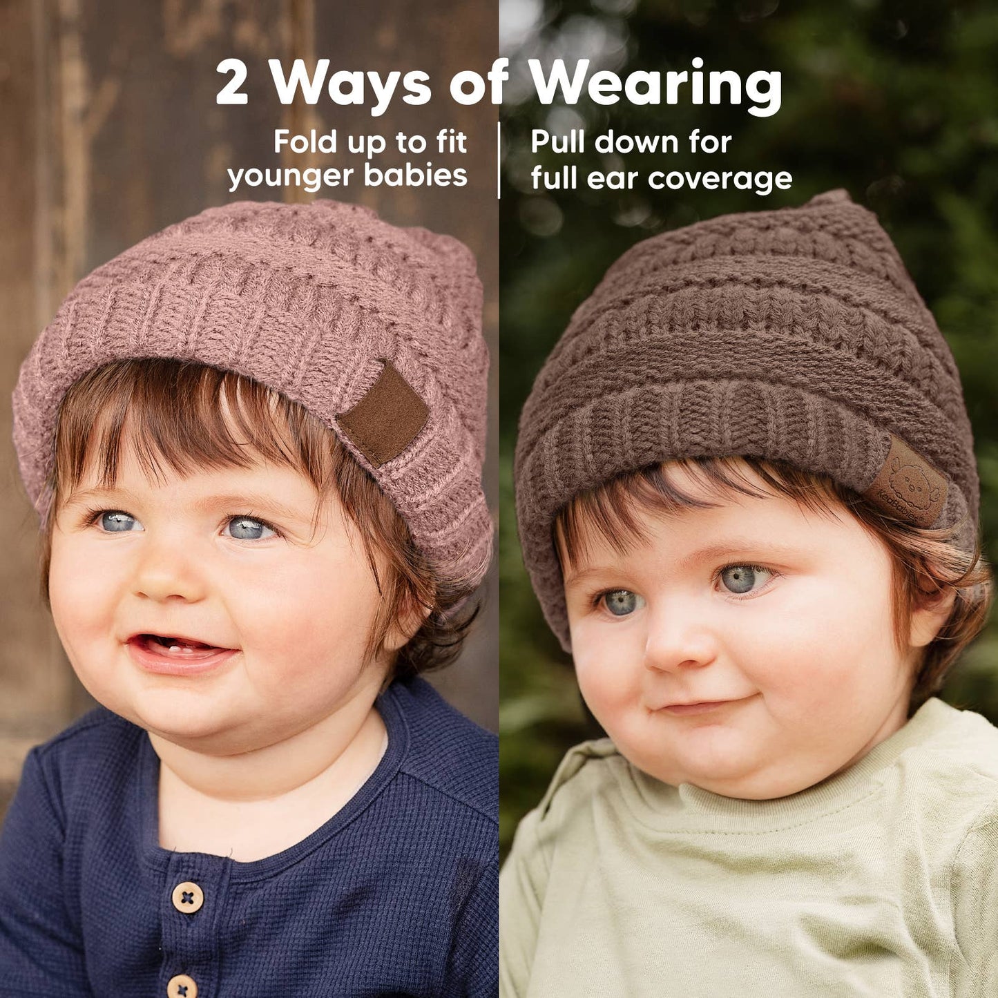 KeaBabies - KeaBabies 3-Pack Warmzy Baby Beanies (Tawny, M)