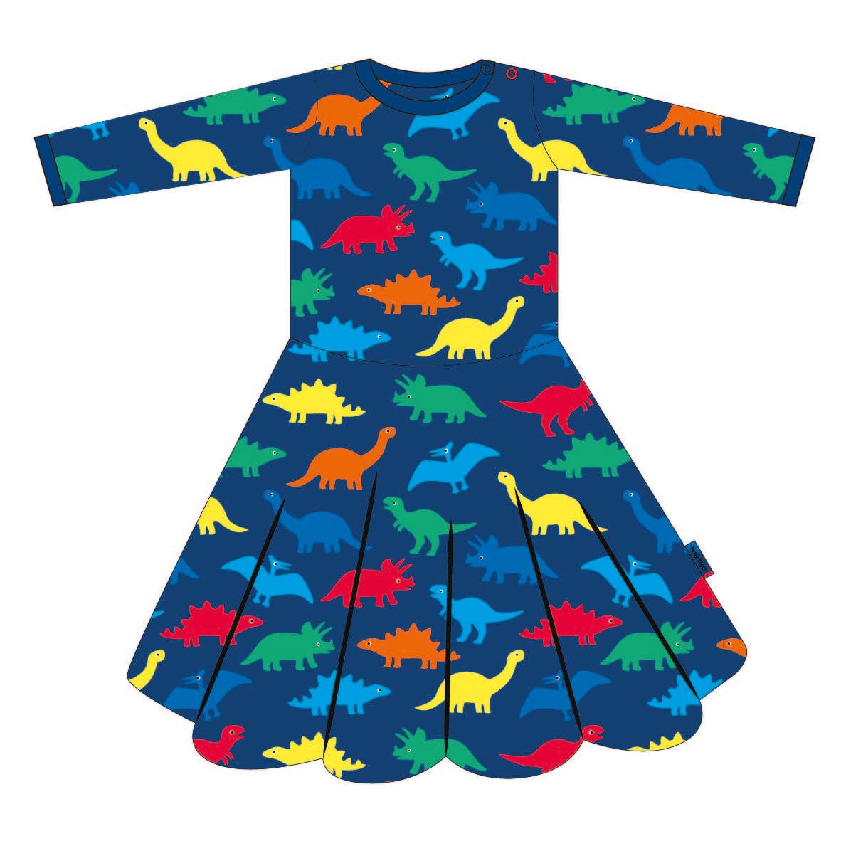 Toby Tiger - Organic Rainbow Dinosaur Print Skater Dress