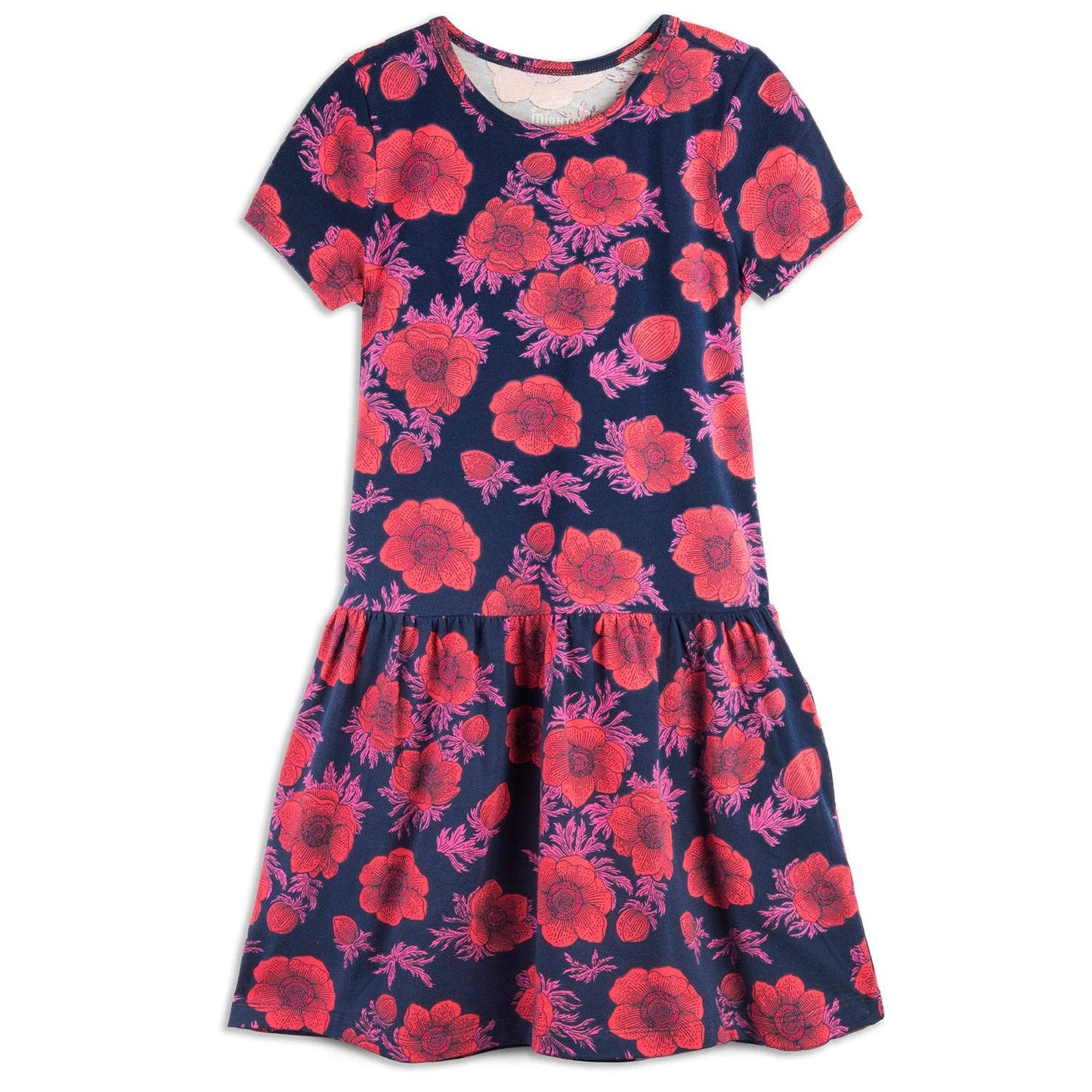 Mightly - Girls Organic Cotton Short Sleeve Drop Waist Dress