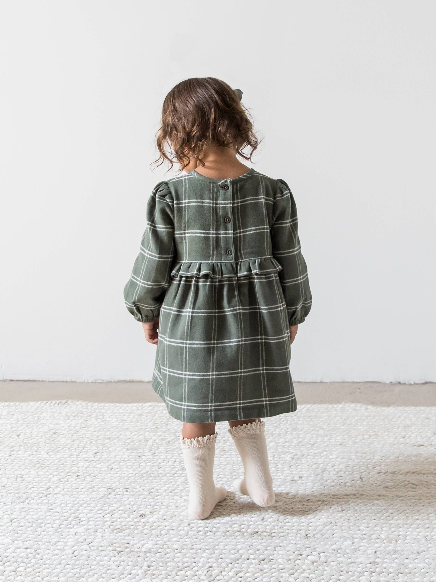 Baby and Kids Sydney Flannel Ruffle Dress - Cypress Plaid