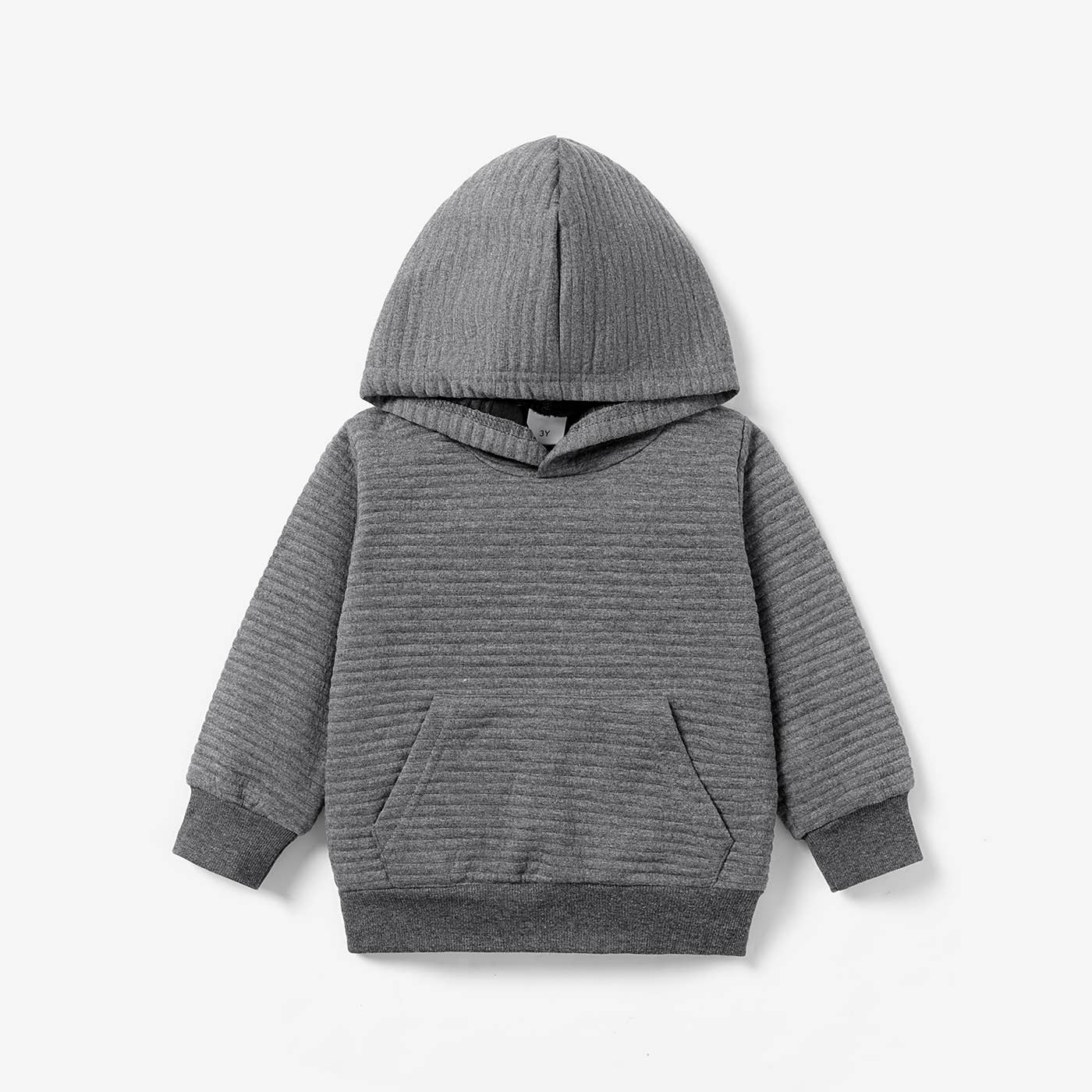 PatPat - Toddler/Kid Boy Solid Color Textured Hoodie Sweatshirt: Black / Kids: 4-5 Years