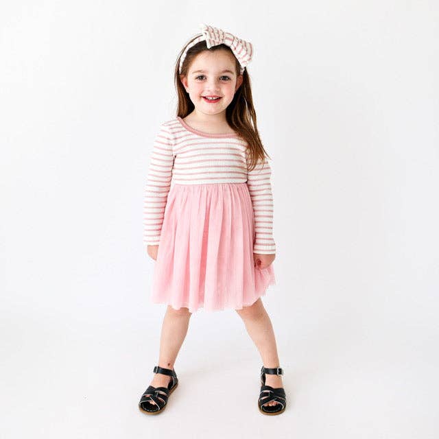 Molly and Max - L&T - Girls Long Sleeve Parker Dress - Blush Stripe