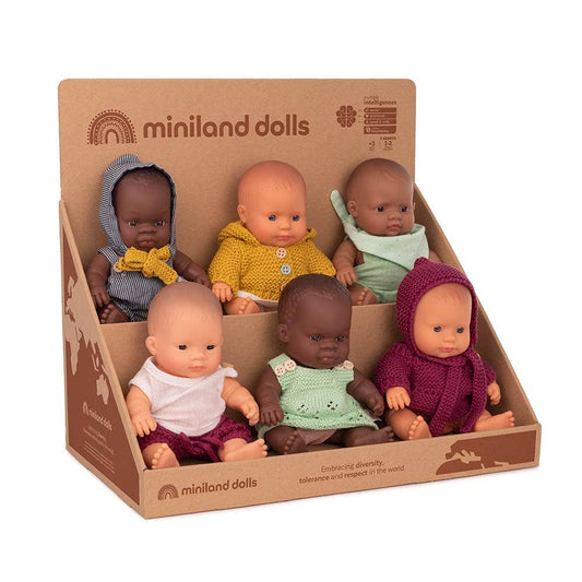 Miniland Educational - dressed Baby Dolls 8 1/4'' inch