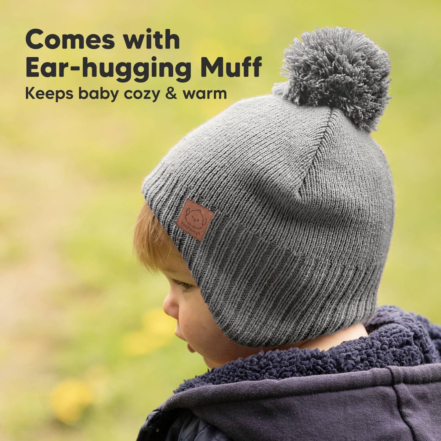 KeaBabies Muff Baby Beanie for Newborn Baby Boys and Girls: Gray