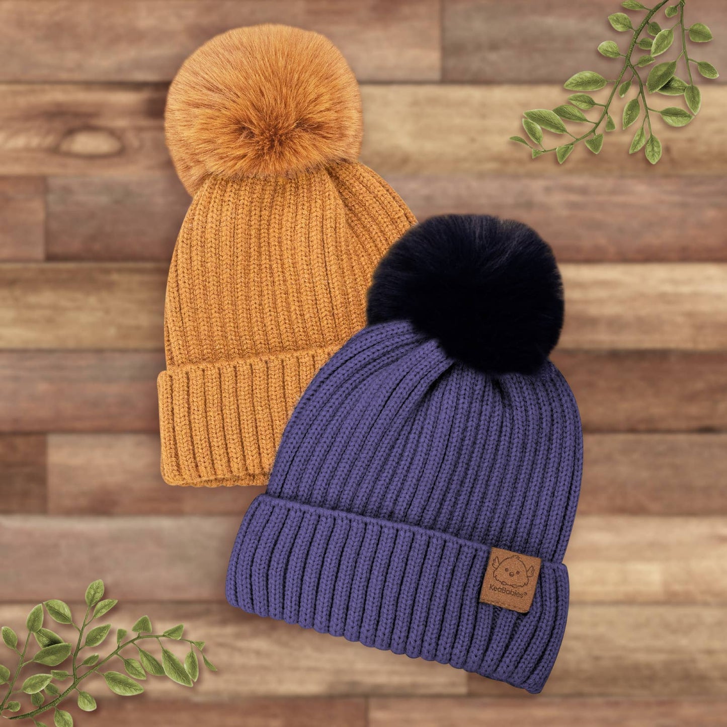 KeaBabies - KeaBabies 2-Pack Pom Knitted Beanie