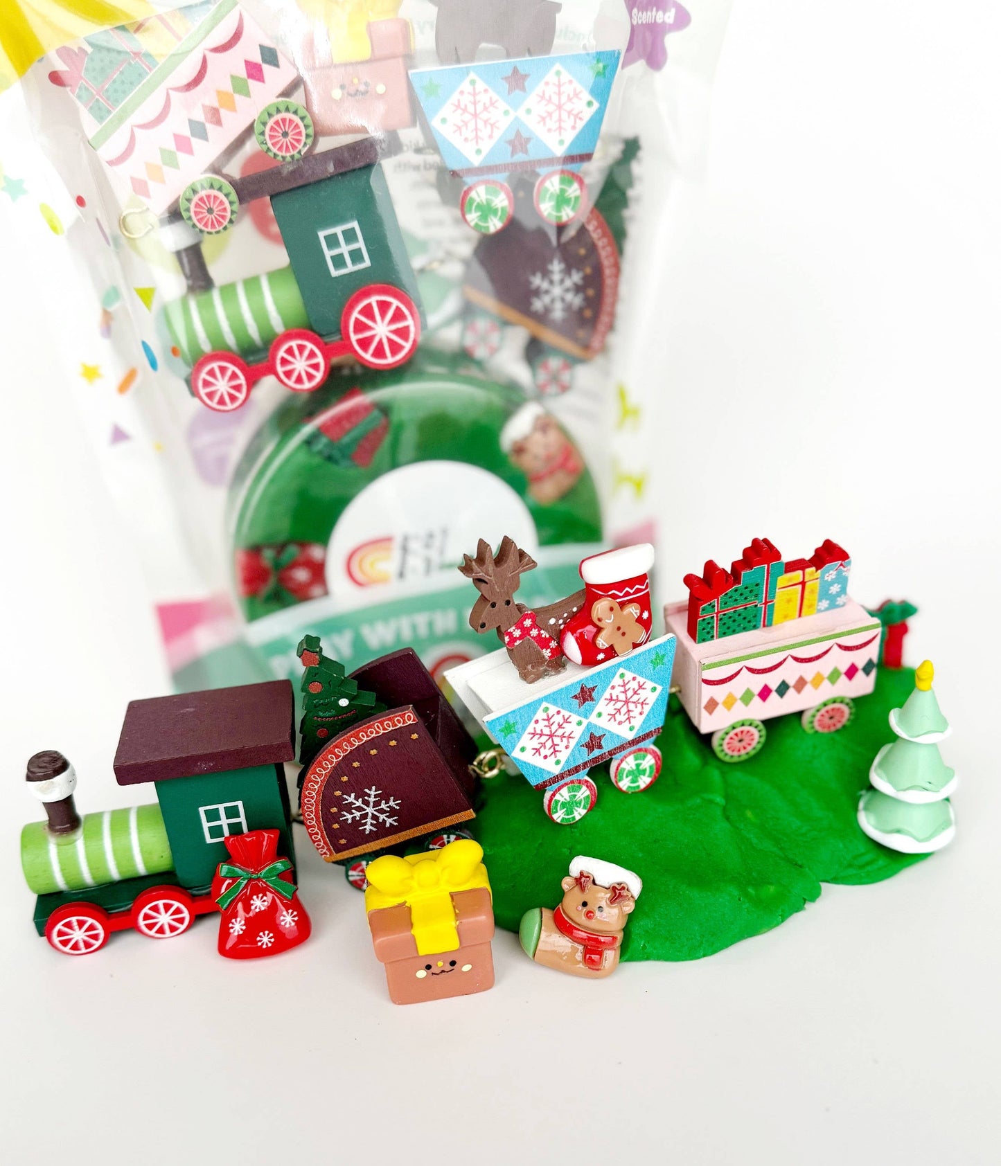 Earth Grown KidDoughs (KidDoughs by EGKD) - Christmas Train Sensory Play Dough Play Kit