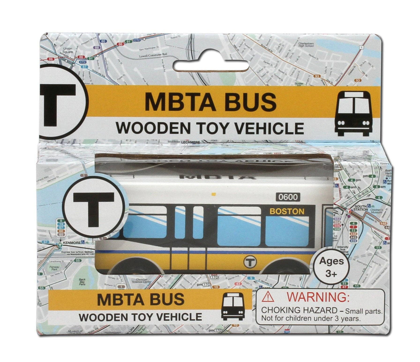 MBTAgifts - Boston MBTA Wooden Toy Bus - Runs on Wooden Train Tracks