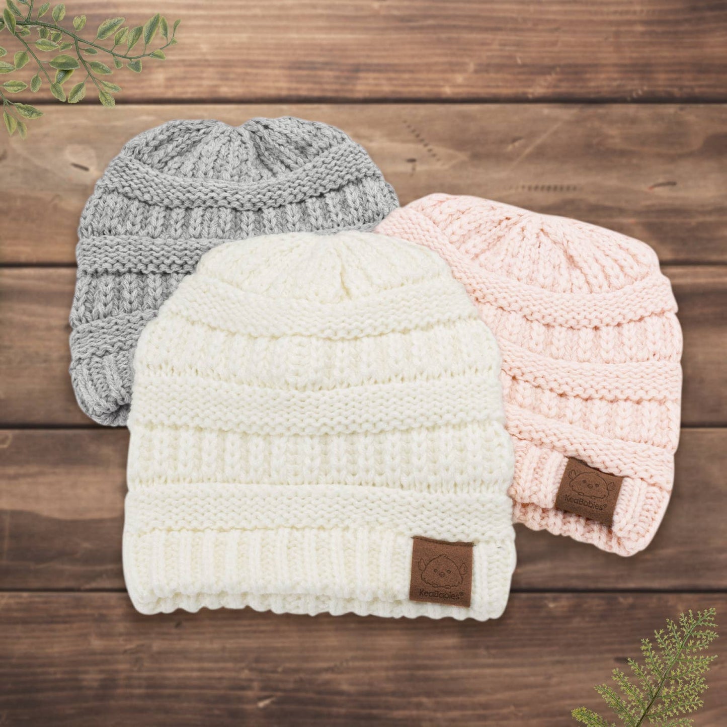 KeaBabies - KeaBabies 3-Pack Warmzy Baby Beanies (Sweet Pea, S)