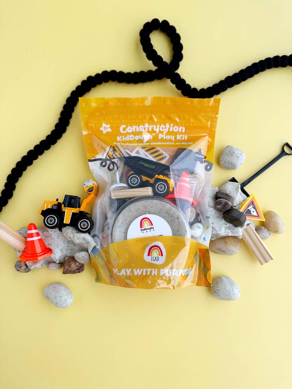 Earth Grown KidDoughs (KidDoughs by EGKD) - Construction (Cookies & Cream) KidDough Play Kit