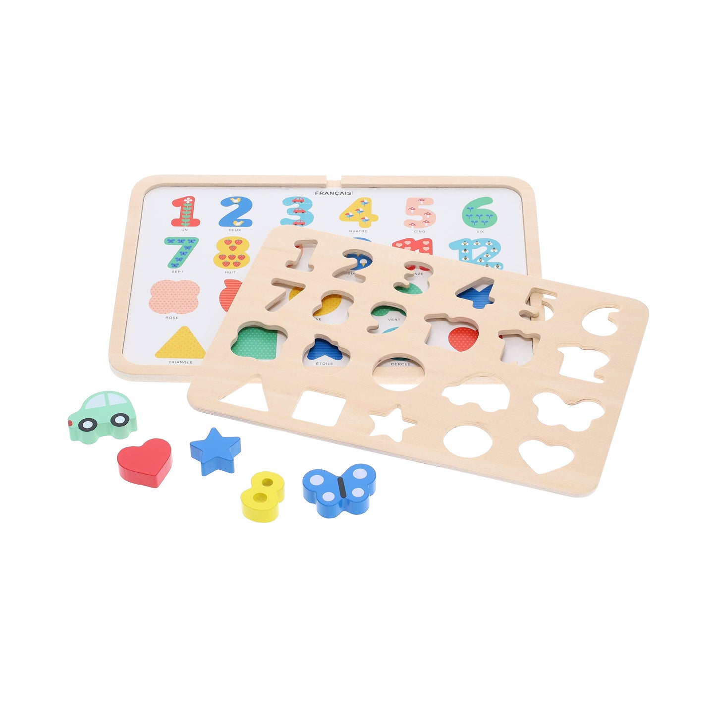 Chronicle Books - Wooden Tray Puzzle - Numbers, Shapes, Colors