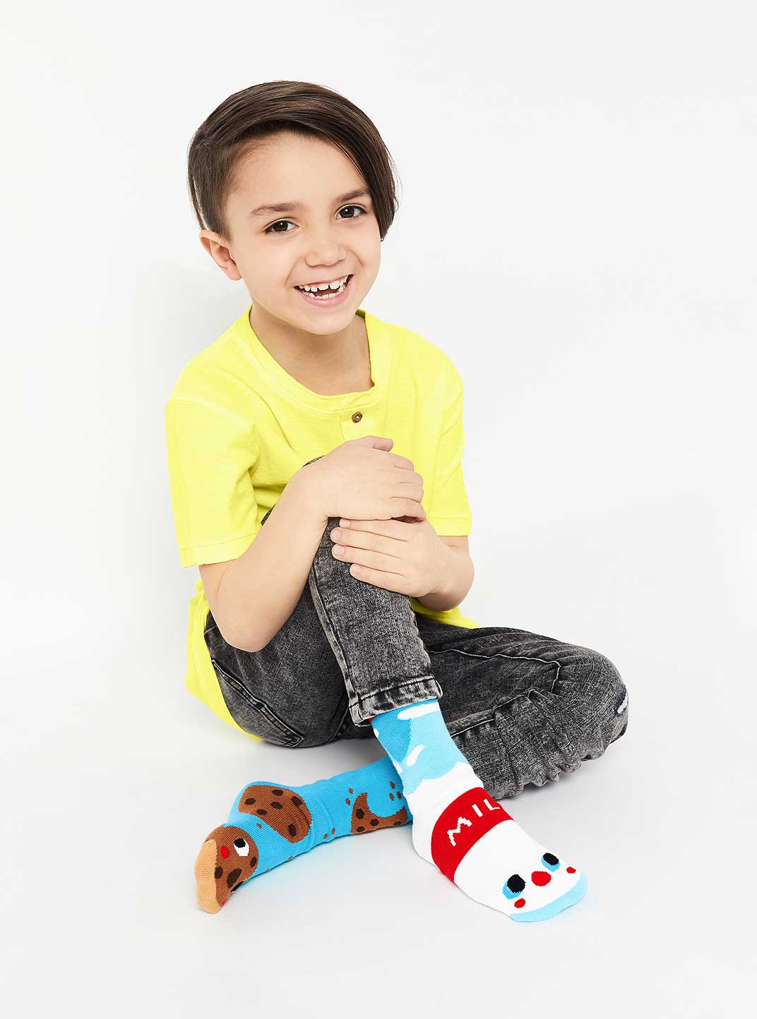 Pals Socks - Milk & Cookies Non-Slip Mismatched Socks for Kids