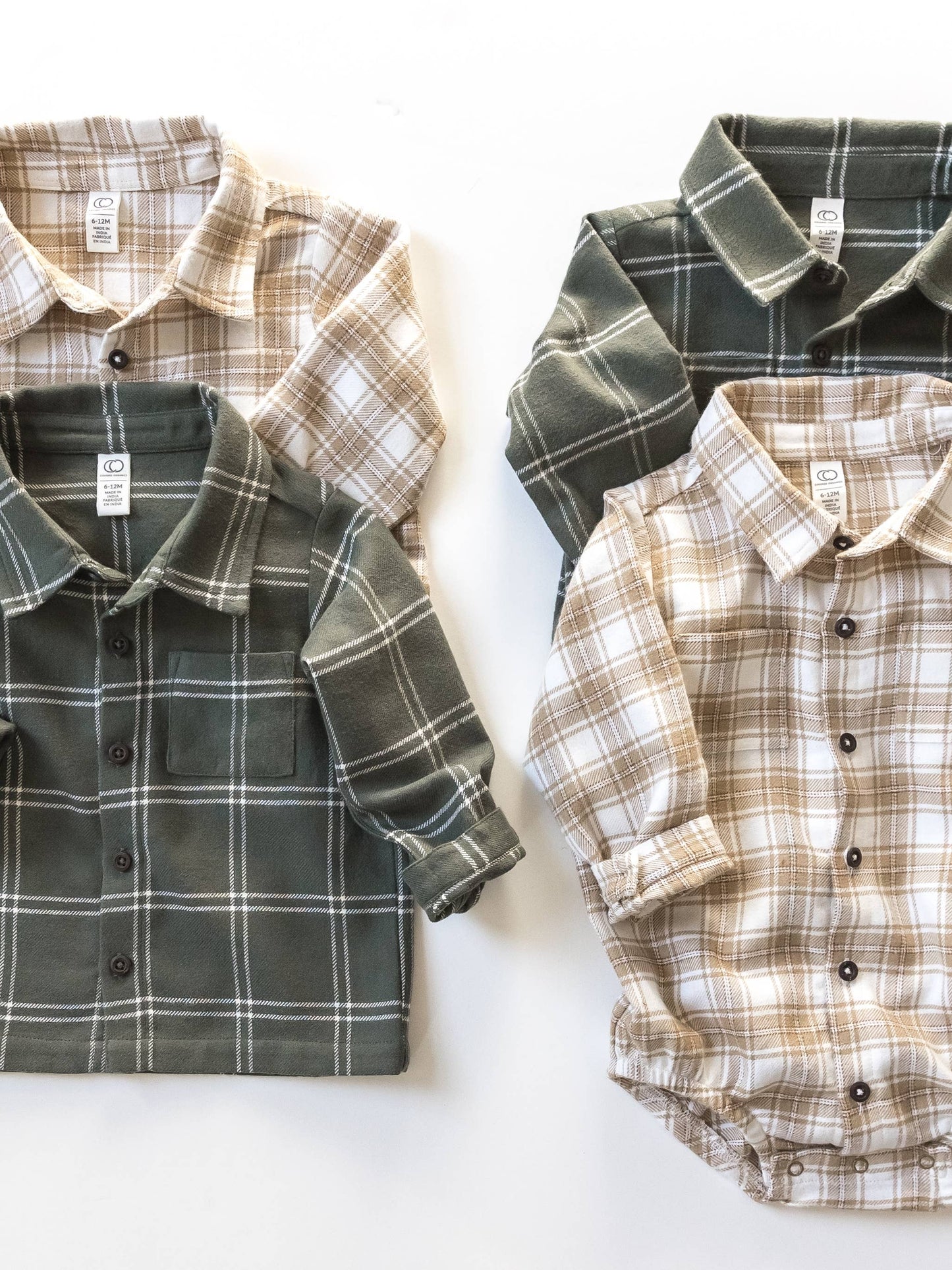 Logan Flannel Collard Button Down - Latte Plaid