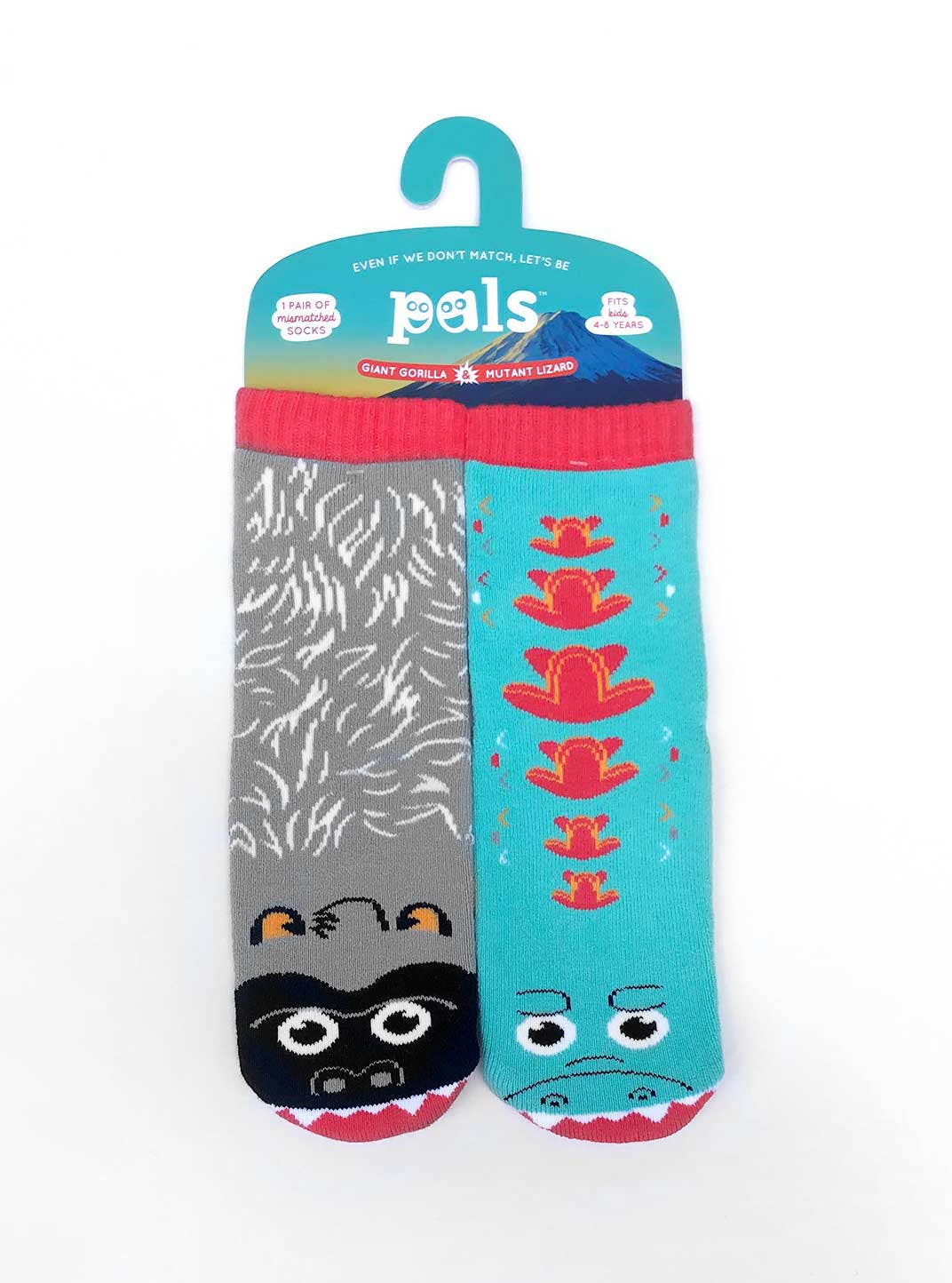 The Pals Socks - Giant Gorilla & Mutant Lizard - Mis-Match Kids Socks