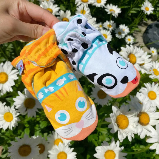 Pals Socks - Kitten & Puppy Non-Slip Mismatched Baby Booties