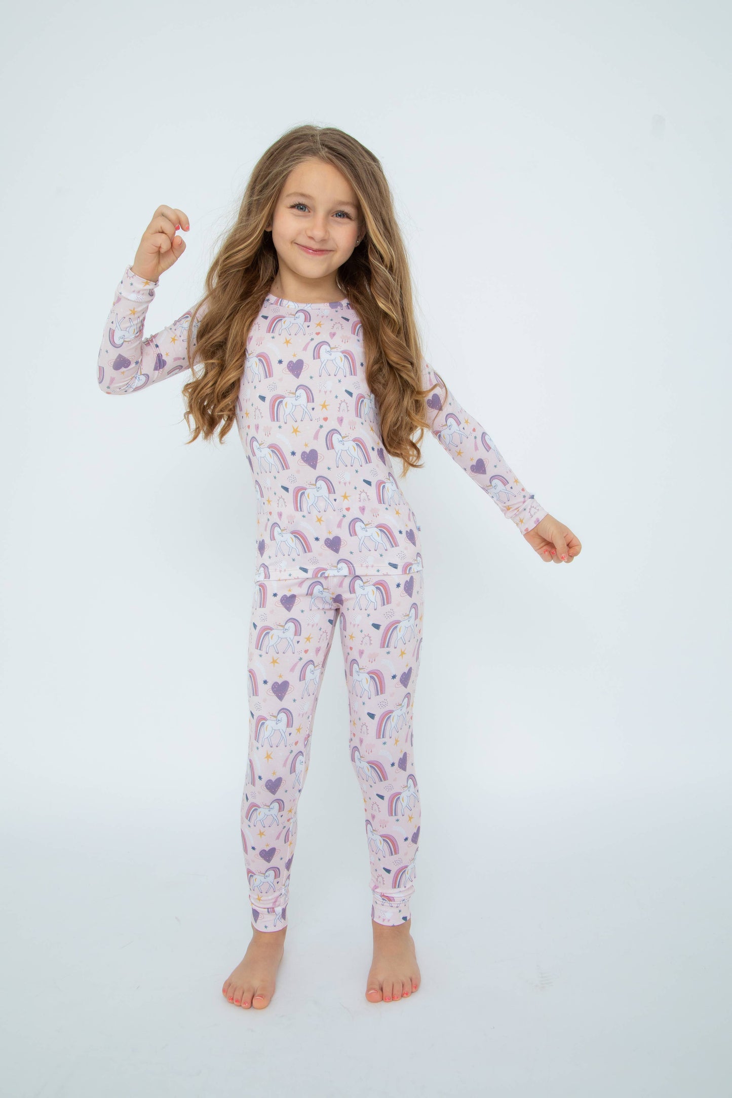 Bird & Bean® - Kids Bamboo Pajamas - Rainbow Unicorn