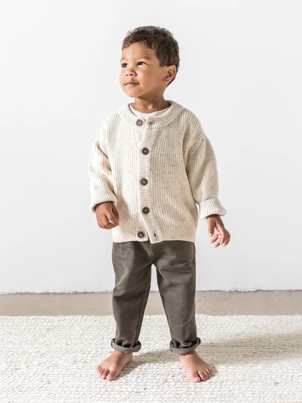 Colored Organics - Organic Baby & Kids Wynn Sweater Cardigan - Ivory w fleck