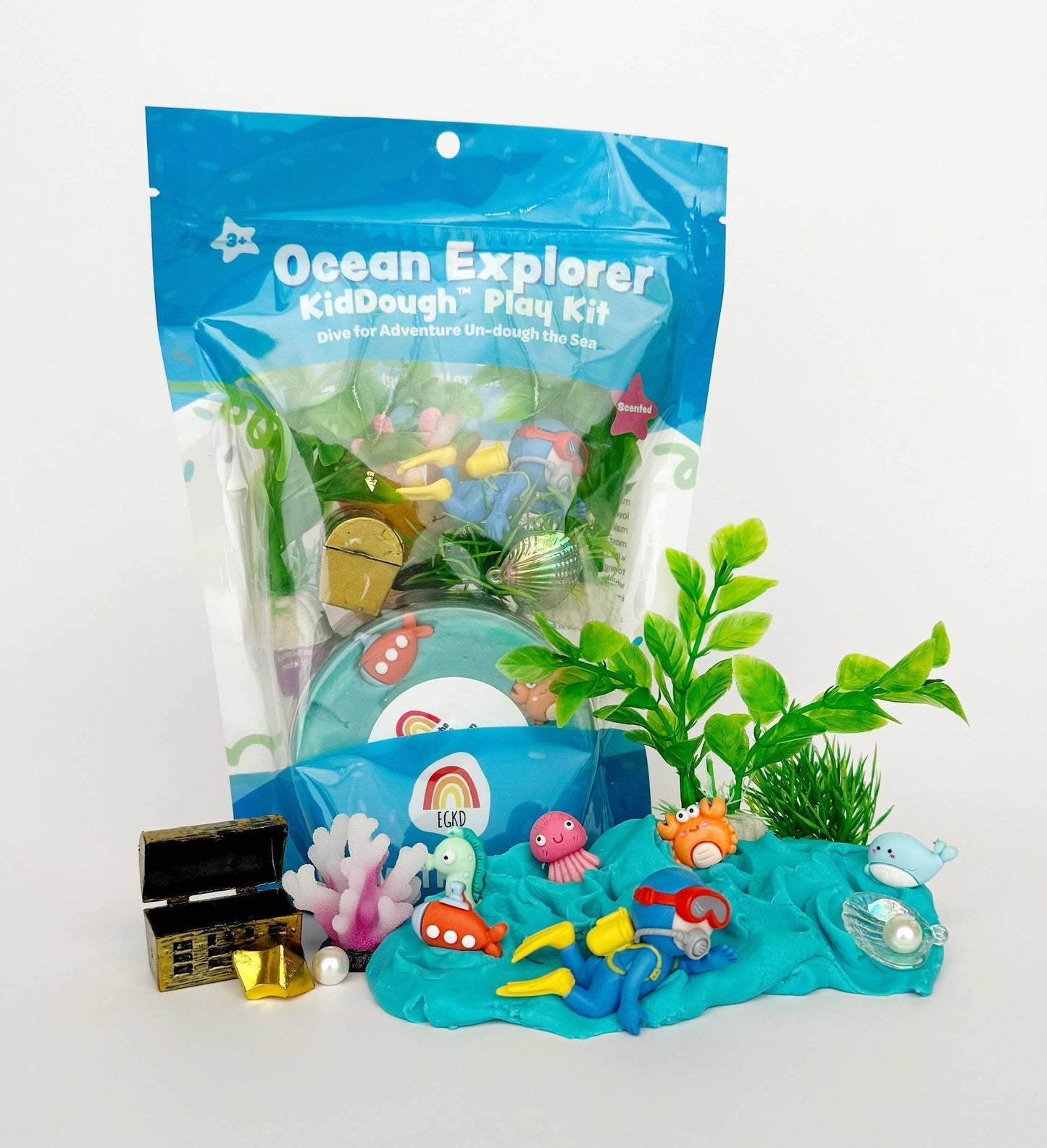 Earth Grown KidDoughs (KidDoughs by EGKD) - Ocean Explorer (Blue Hawaiian) KidDough Play Kit