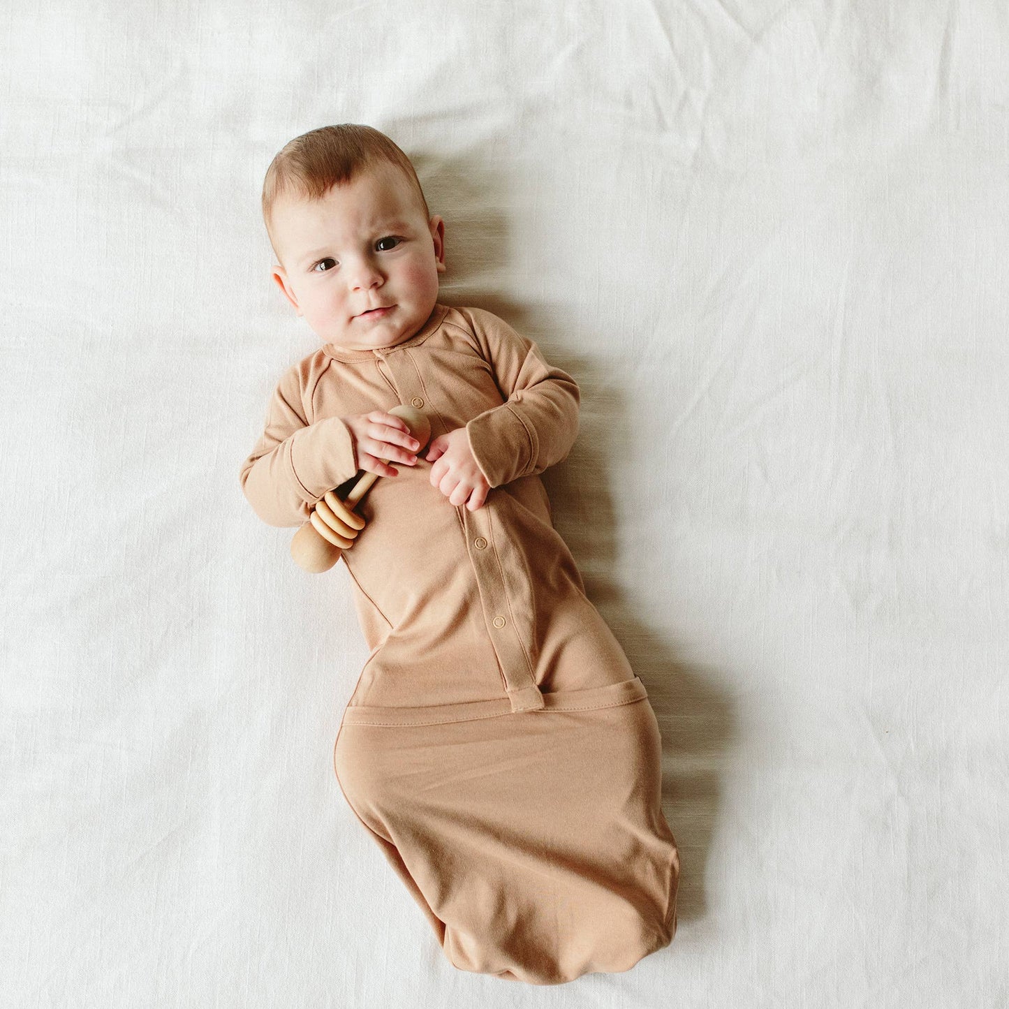 Goumi - Viscose Bamboo + Organic Cotton Convertible Gown - Sandstone - Preemie