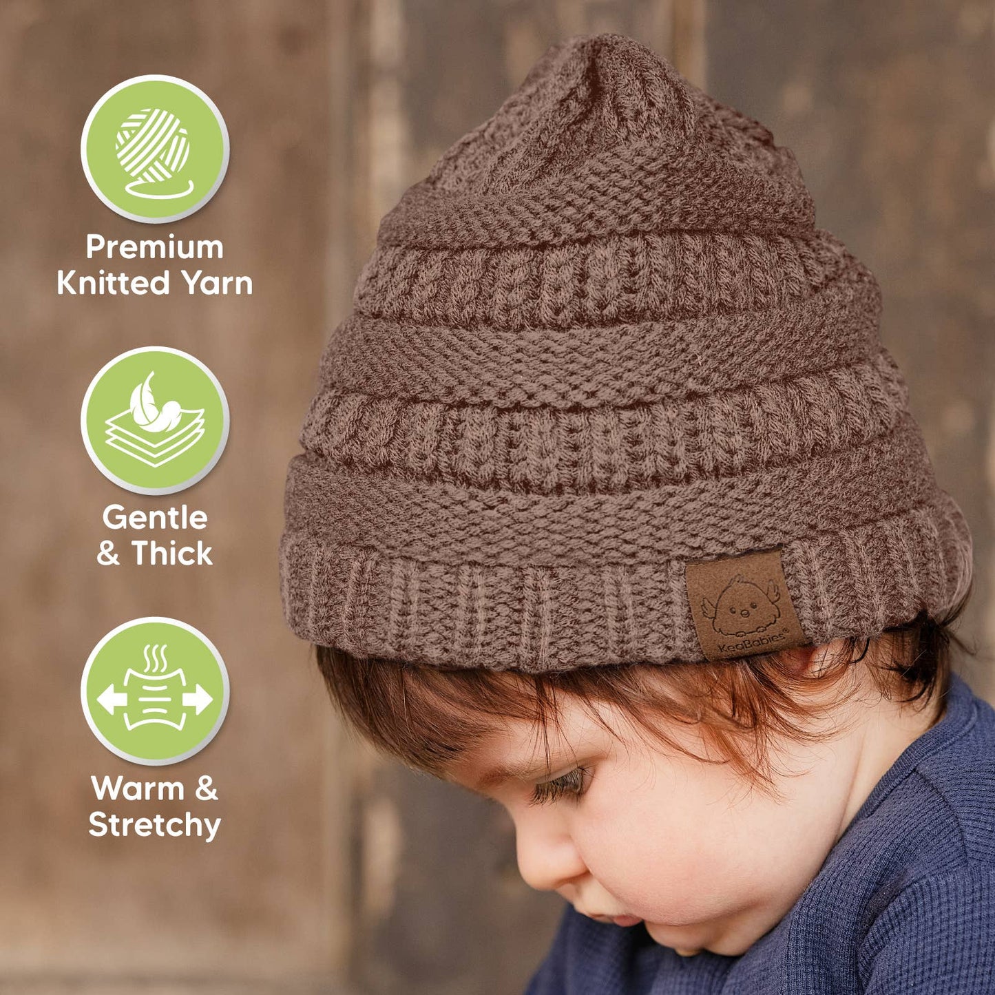 KeaBabies - KeaBabies 3-Pack Warmzy Baby Beanies (Tawny, M)