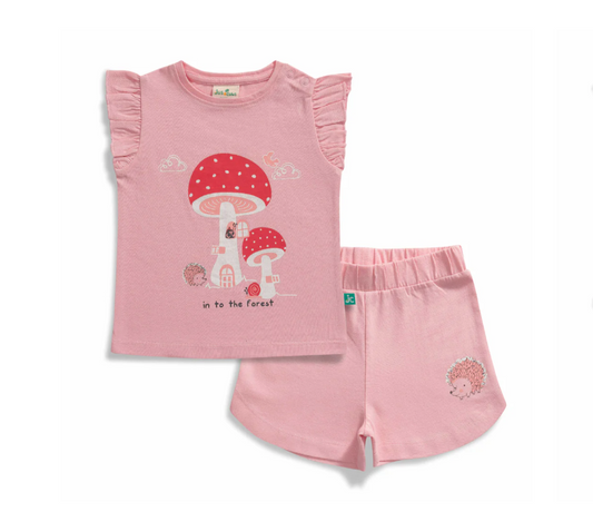 Juscubs - Graphic Tee and Shorts Set - Into The Forest - Pink