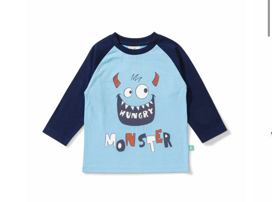 Juscubs - Set of 2 Long Sleeve Graphic Tees - Hungry Monster & Dinosaur Explorer